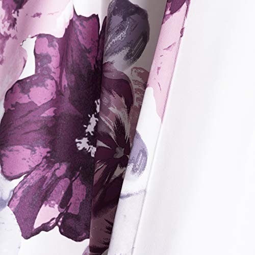 Light Filtering Window Curtain Panels, 52″ W x 84″ L, Purple & Gray Floral Drape