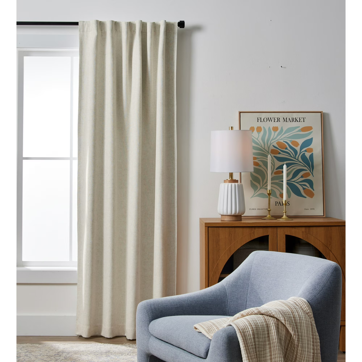 Better Homes & Gardens Blackout Linen Blend Window Curtain 50×84 Vanilla Dream