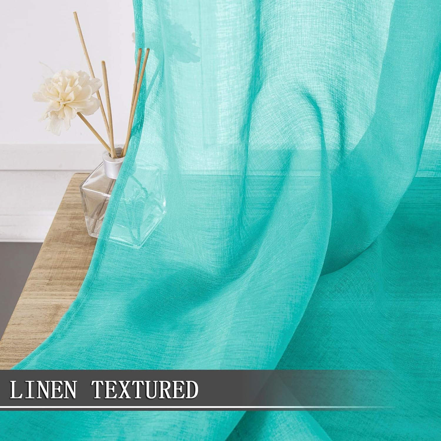 Sheer Curtains Living Room Linen Textured Curtain Sheers Light Filtering Voile R