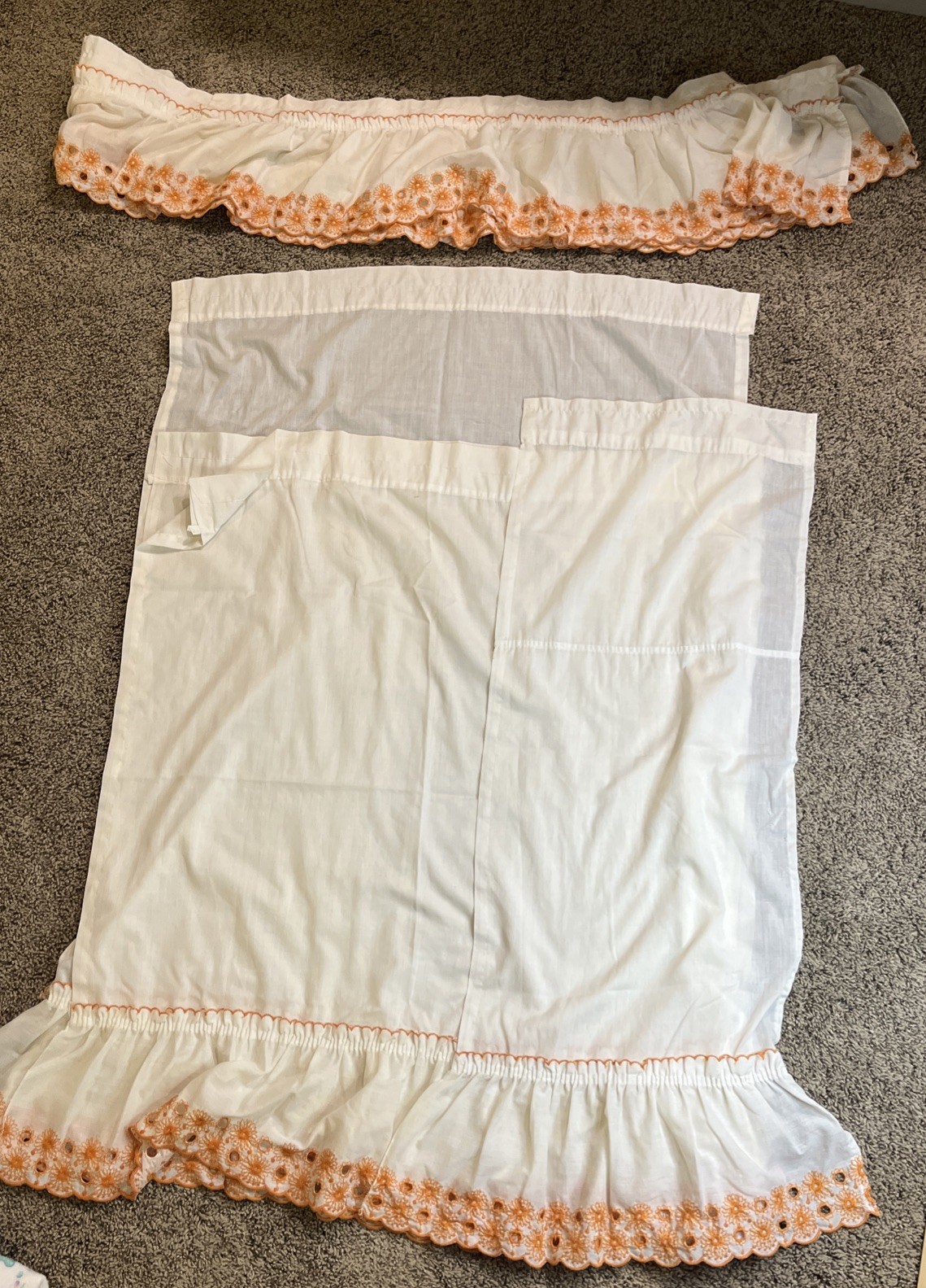 Vintage Kitchen Curtains Valances & Tiers Orange Trim Various Sizes