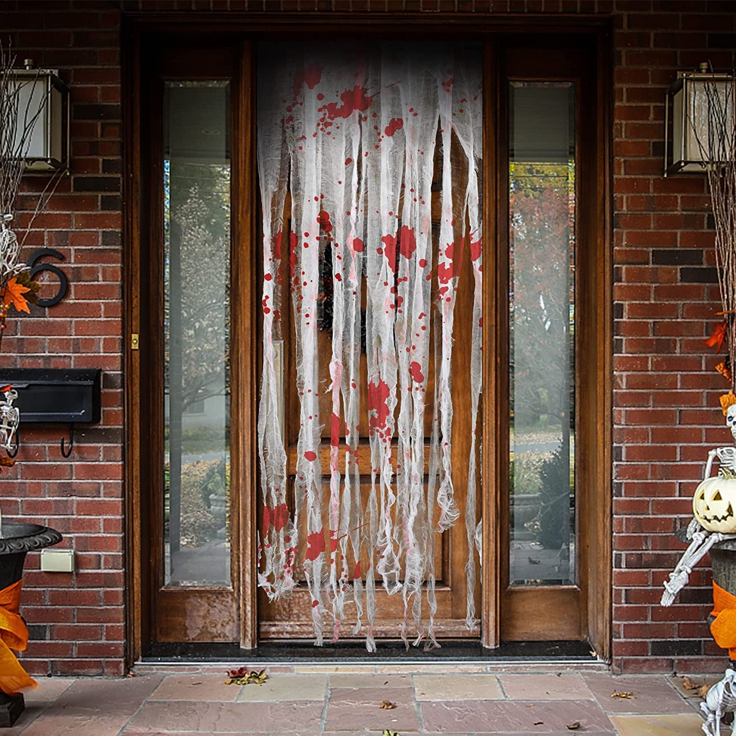 4 PCS 65×39 Inch Halloween Doorway Curtain Decoration Bloody Creepy Cloth Print