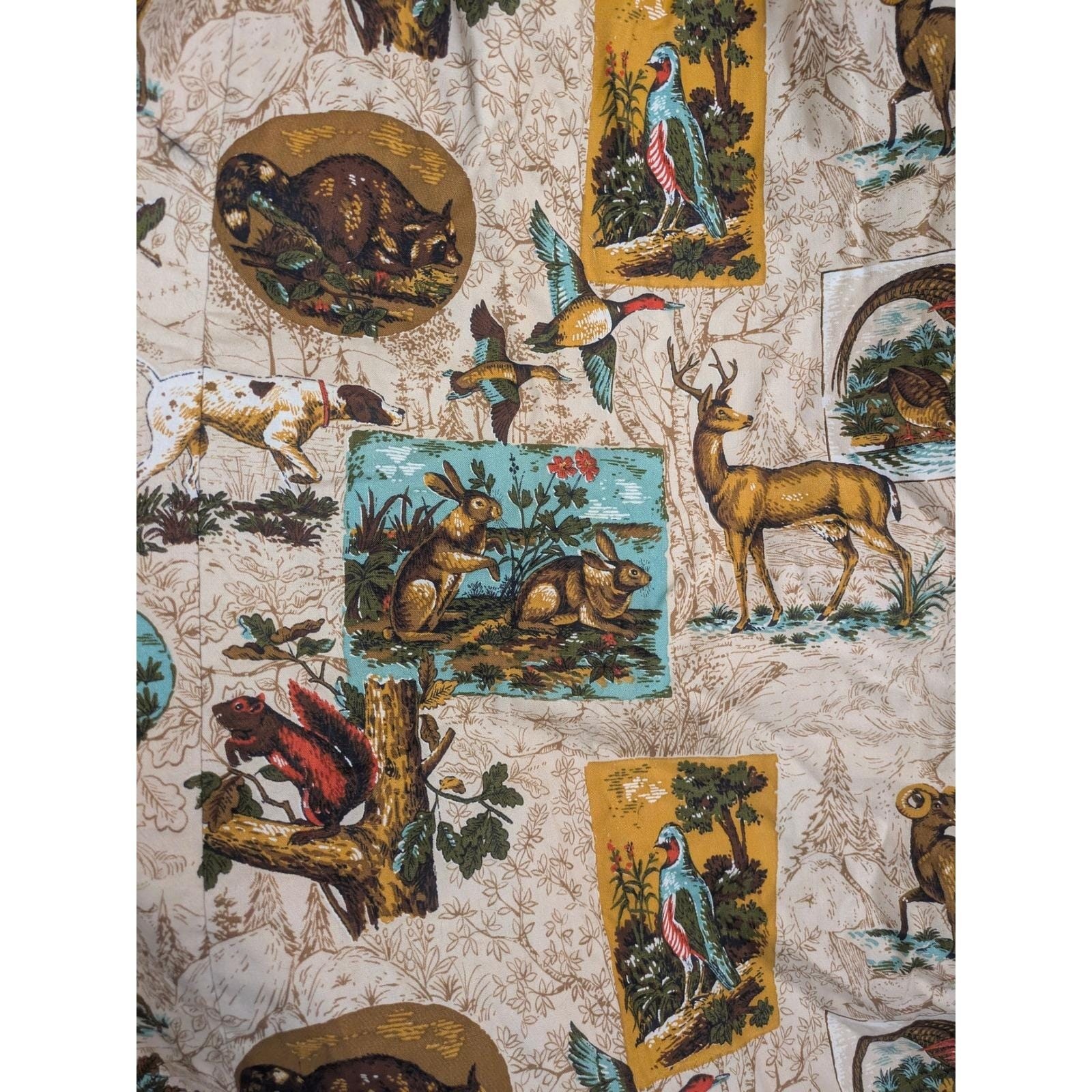 True Vintage MCM Curtains Animal print Hunting Lodge Cabin theme pinch pleat