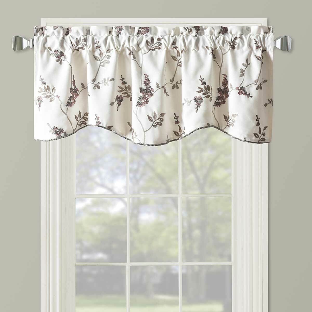 Sue Lined Valance Scalloped Decorative Rope Embroidered 52″Wx17″L (Single)