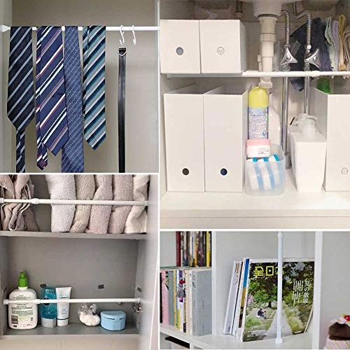 2 Pack Curtain Rod Adjustable 28-43 Inches，5/8″ Diameter， White，Small Short