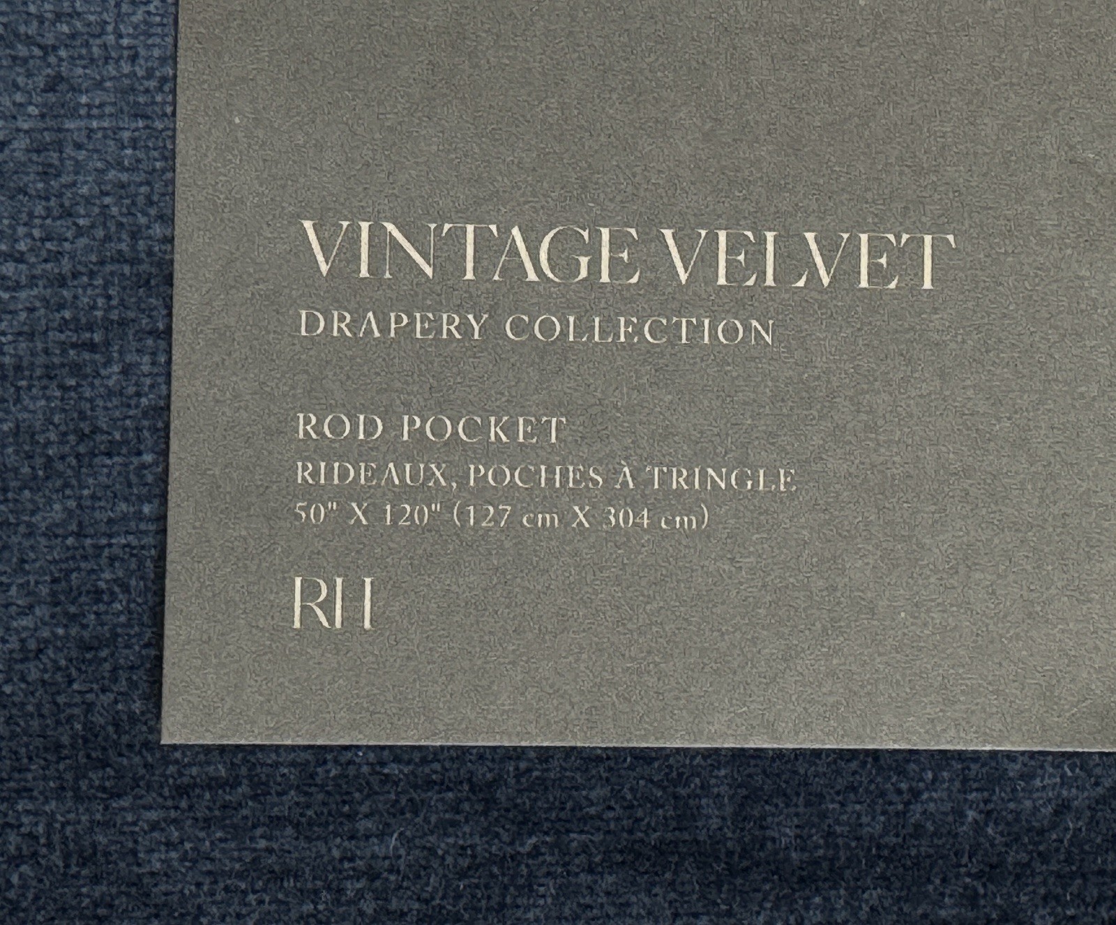 Restoration Hardware Vintage Velvet Drapery RP Privacy 50″W x 120″L Indigo $600