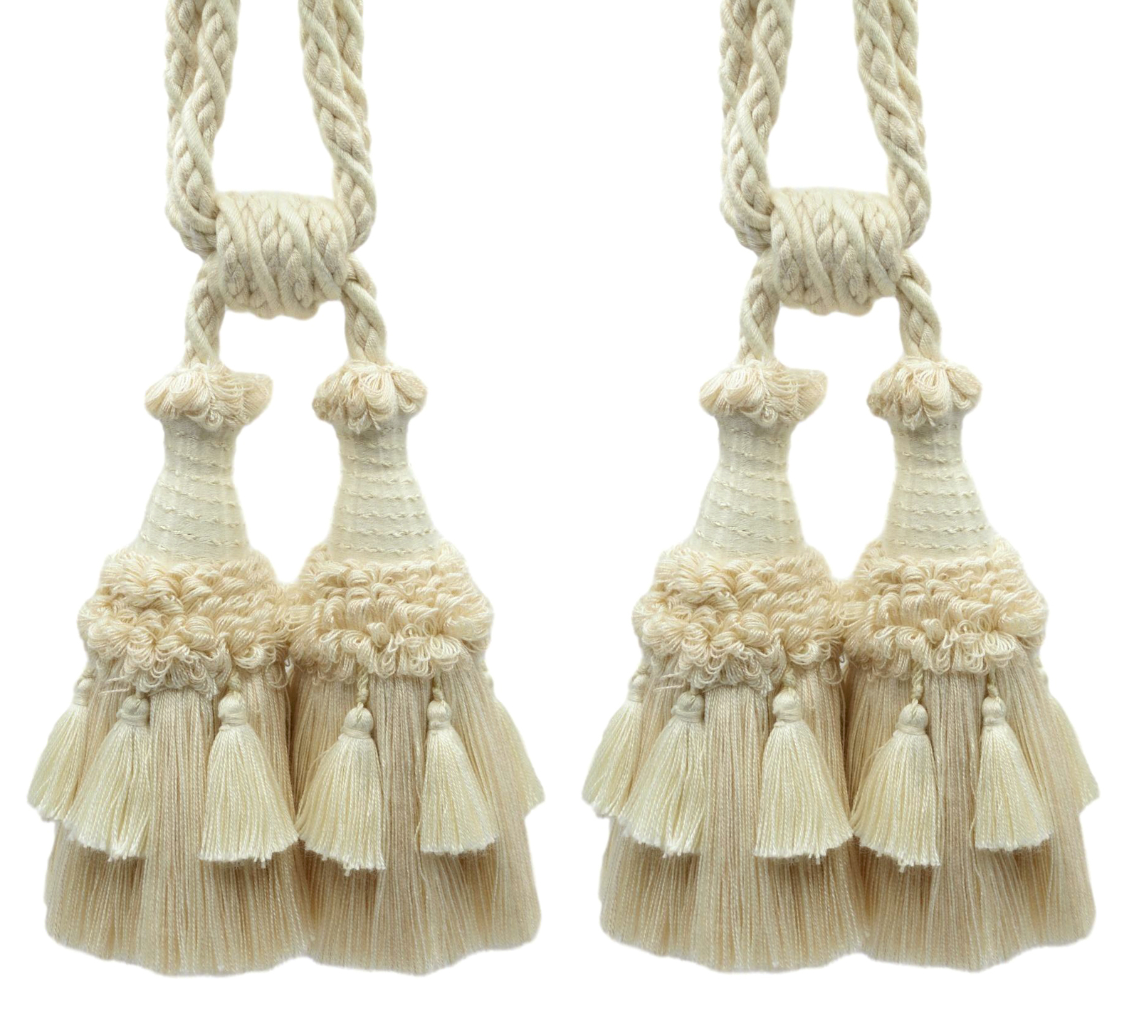 DÉCOPRO Tassel Tieback, Style# TBEMP62, Color# W13 – Cream Ivory [Set of 2]
