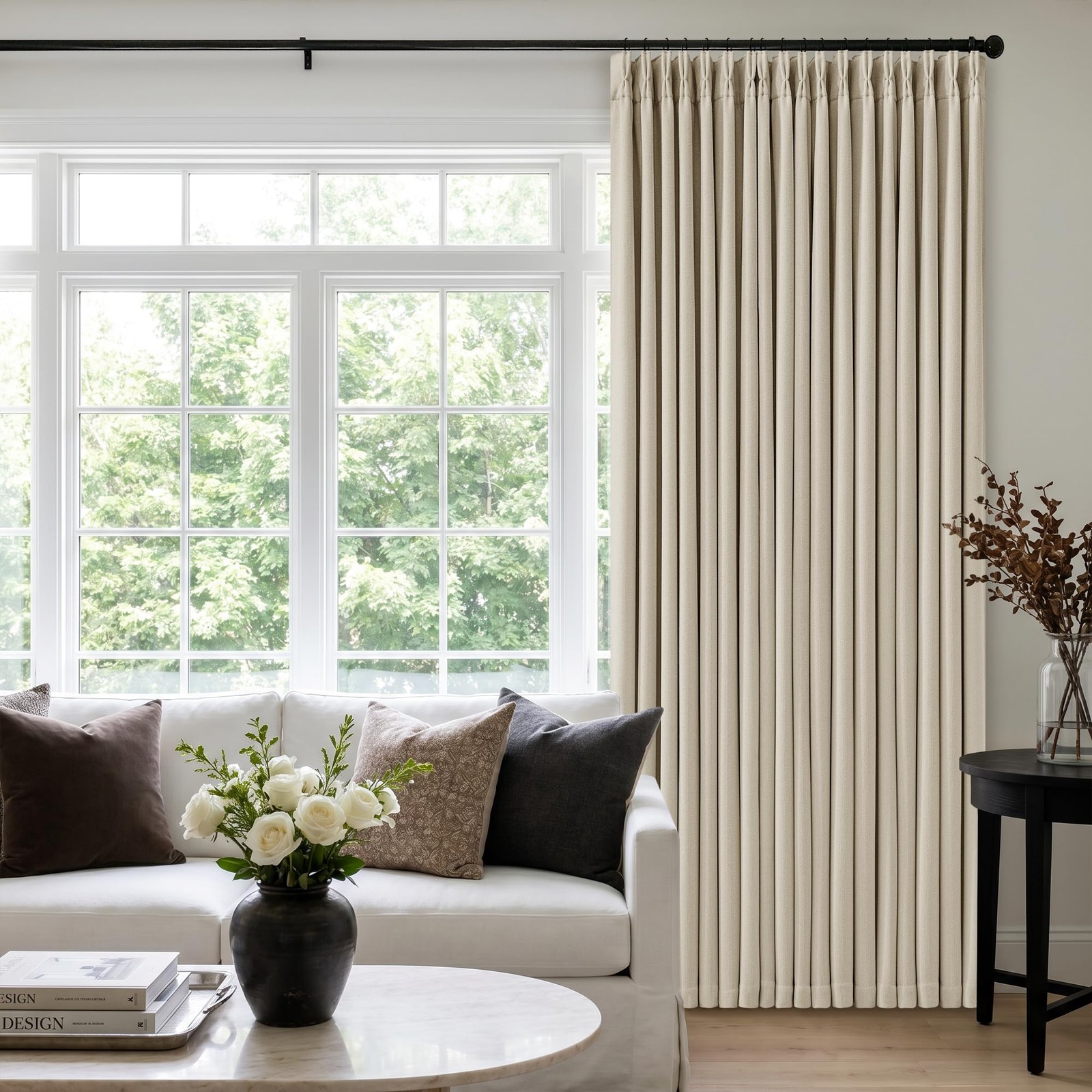 Extra Wide Blackout 60 x 84 Inch Curtains 1 Panel for Bedroom, Beige Oatmeal …