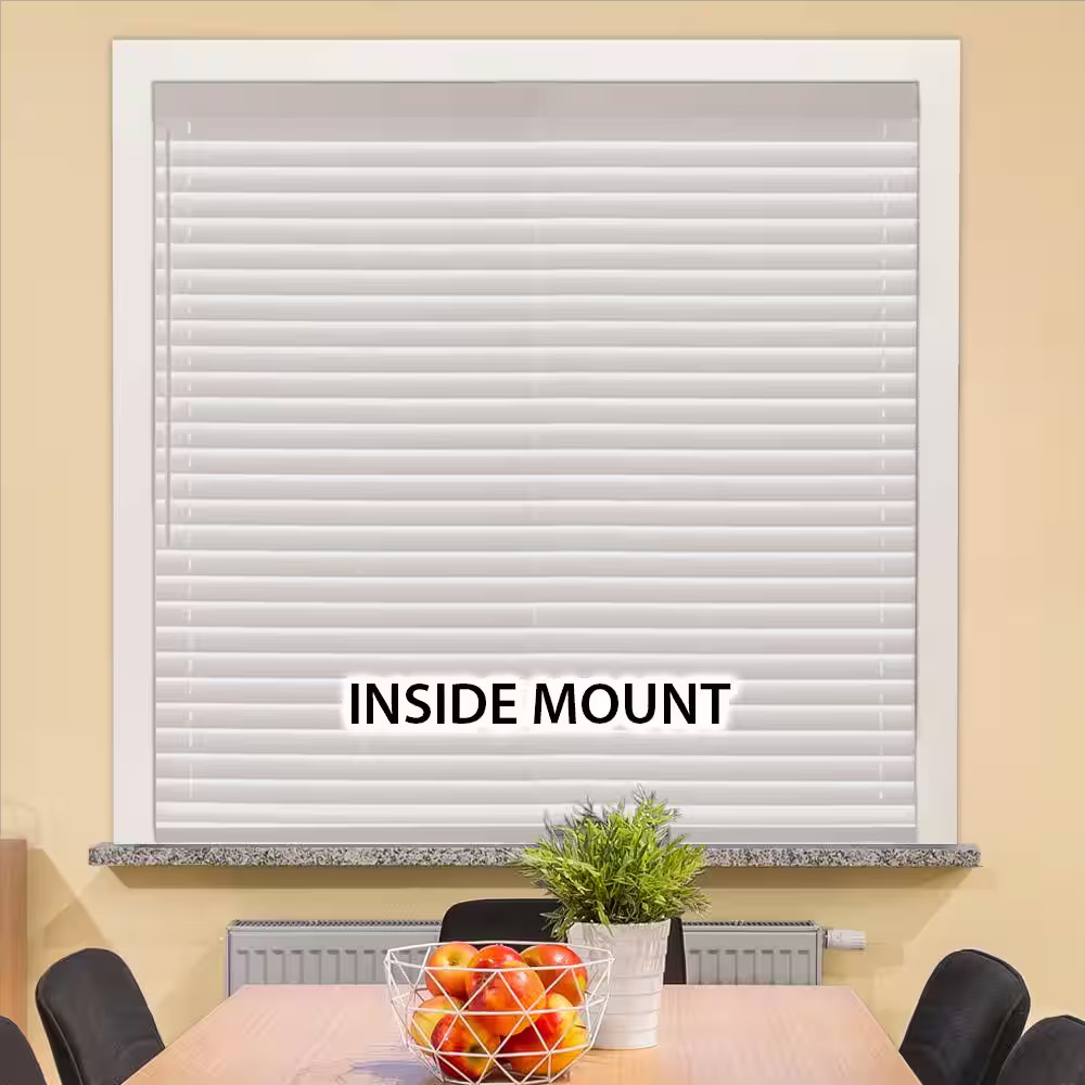 34×72 in White Cordless Faux Wood Blind Room Darkening Privacy Window Shade Wand
