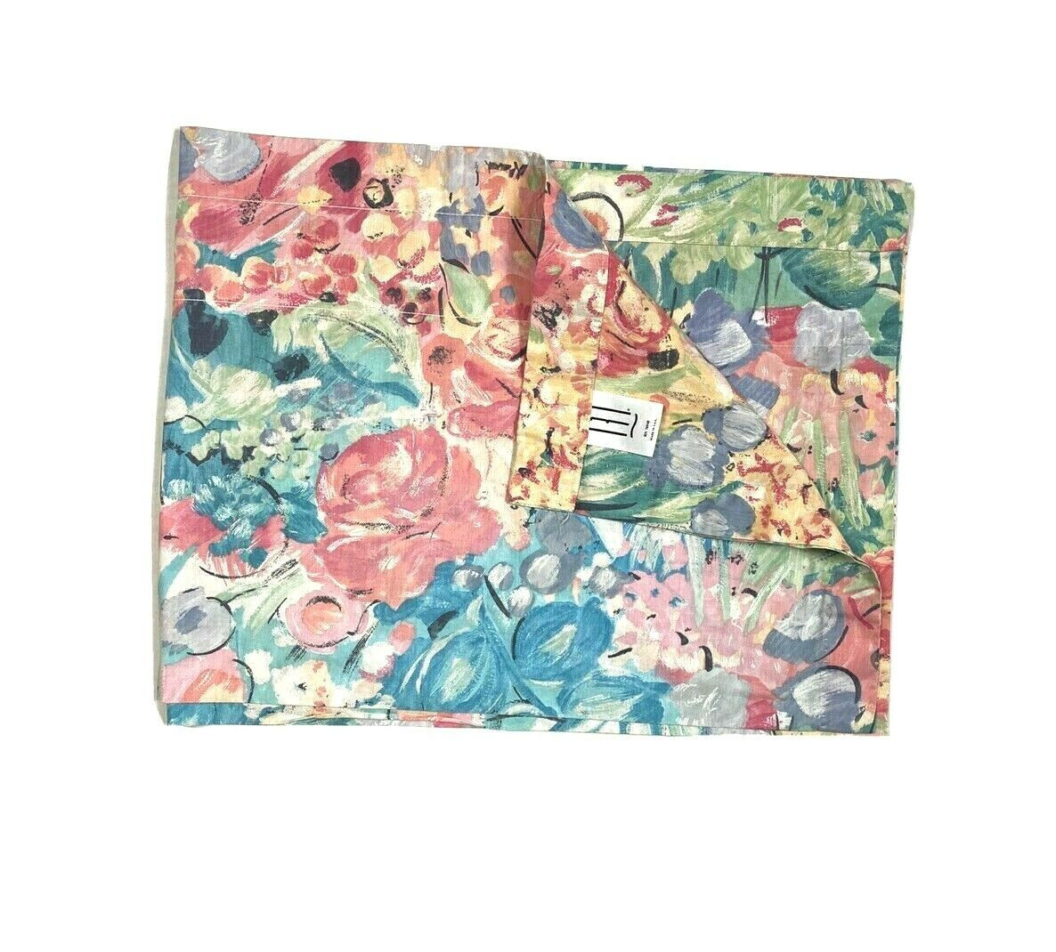 Vintage 80s Valance RevMan Retro Curtain Bright Pink Blue Green Pattern Floral1