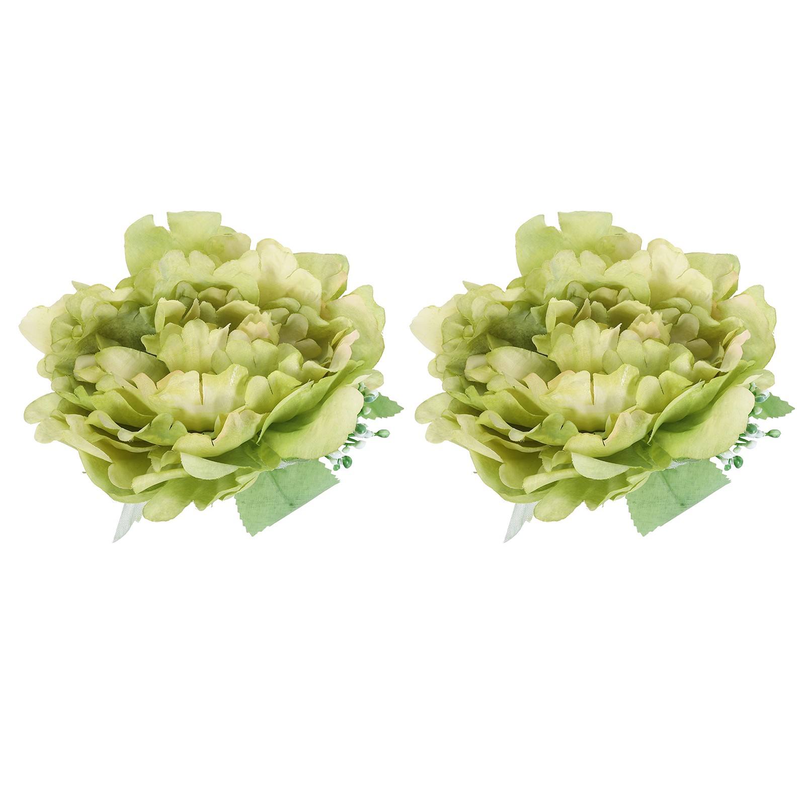 2 Pcs Flower Curtain Tiebacks Artificial Peony Drapery Holder Clip Green