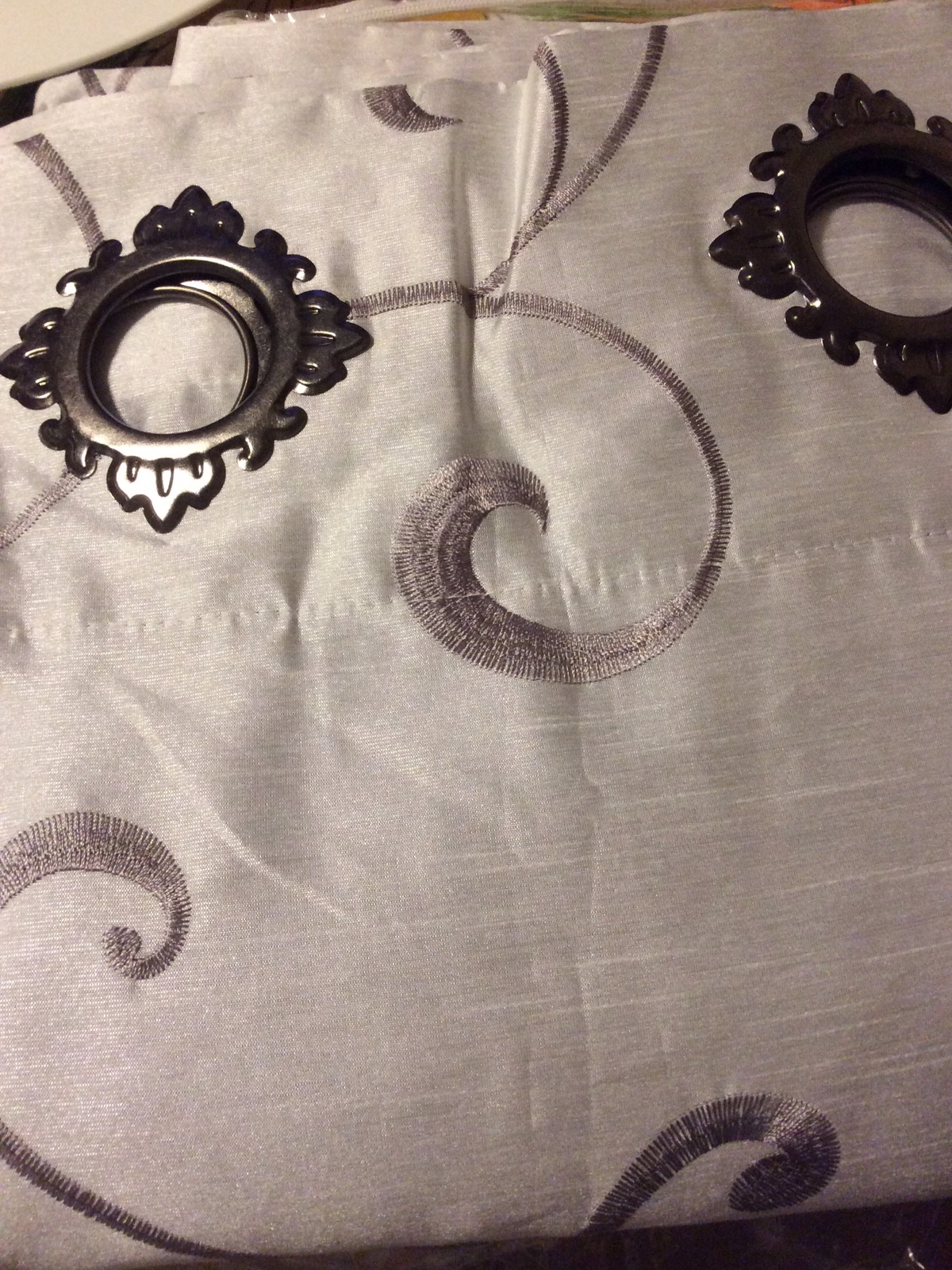 JCP Royal Velvet Plaza Embroidery Grommet Panel 50 W x 84 L White Gray Blackout