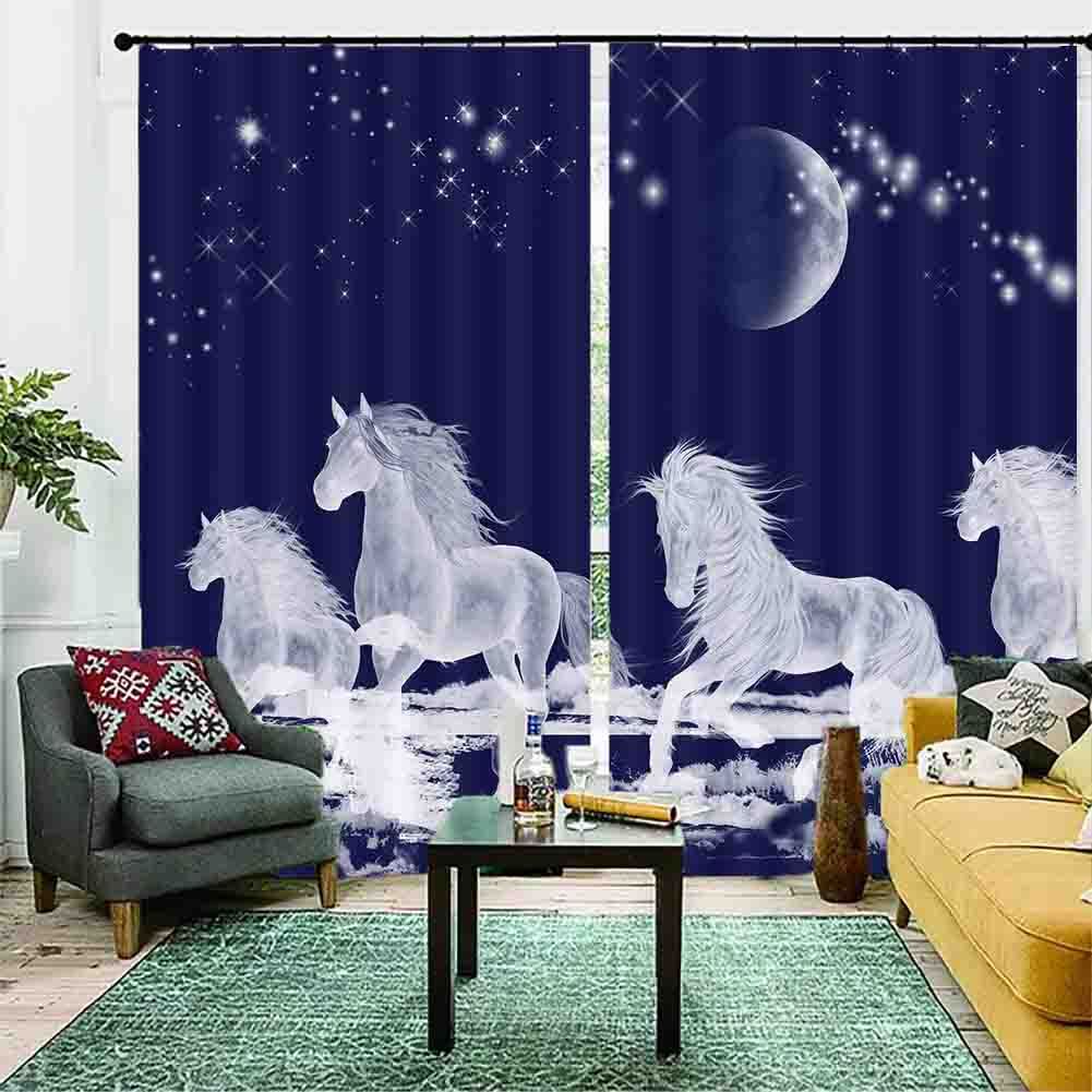 A White Horse Milky Way 3D Blockout Photo Print Curtain Fabric Curtains Window