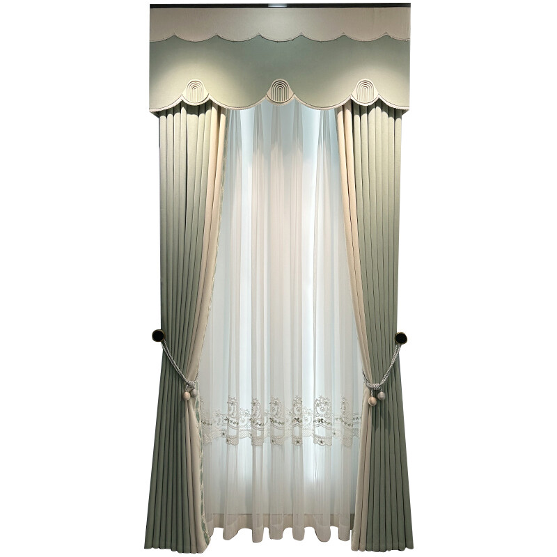 modern Simplicity Northern chenille lace green shade valance curtain tulle M1612