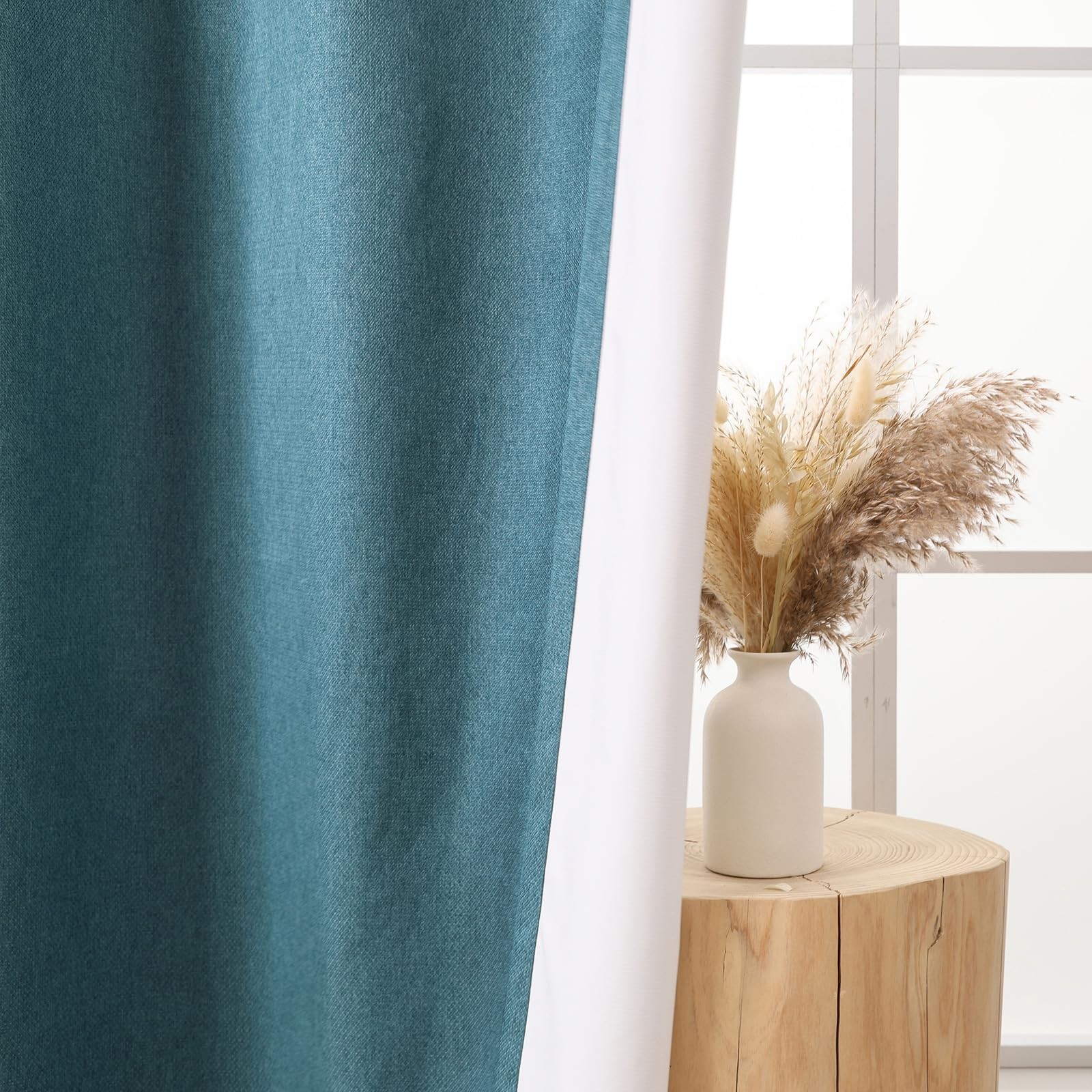 L.Z.E Denim Blue 100 Blackout 96 Inches Long For Bedroom Living Room Linen
