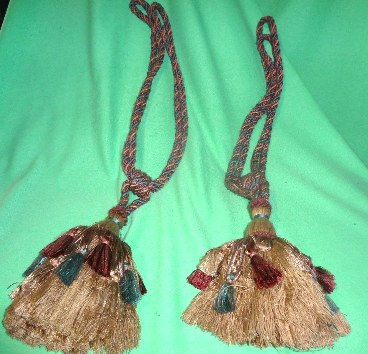 Set Large Curtain Tassels Autumn Tones 24″ L 8″ tassel, 1/2′ cord