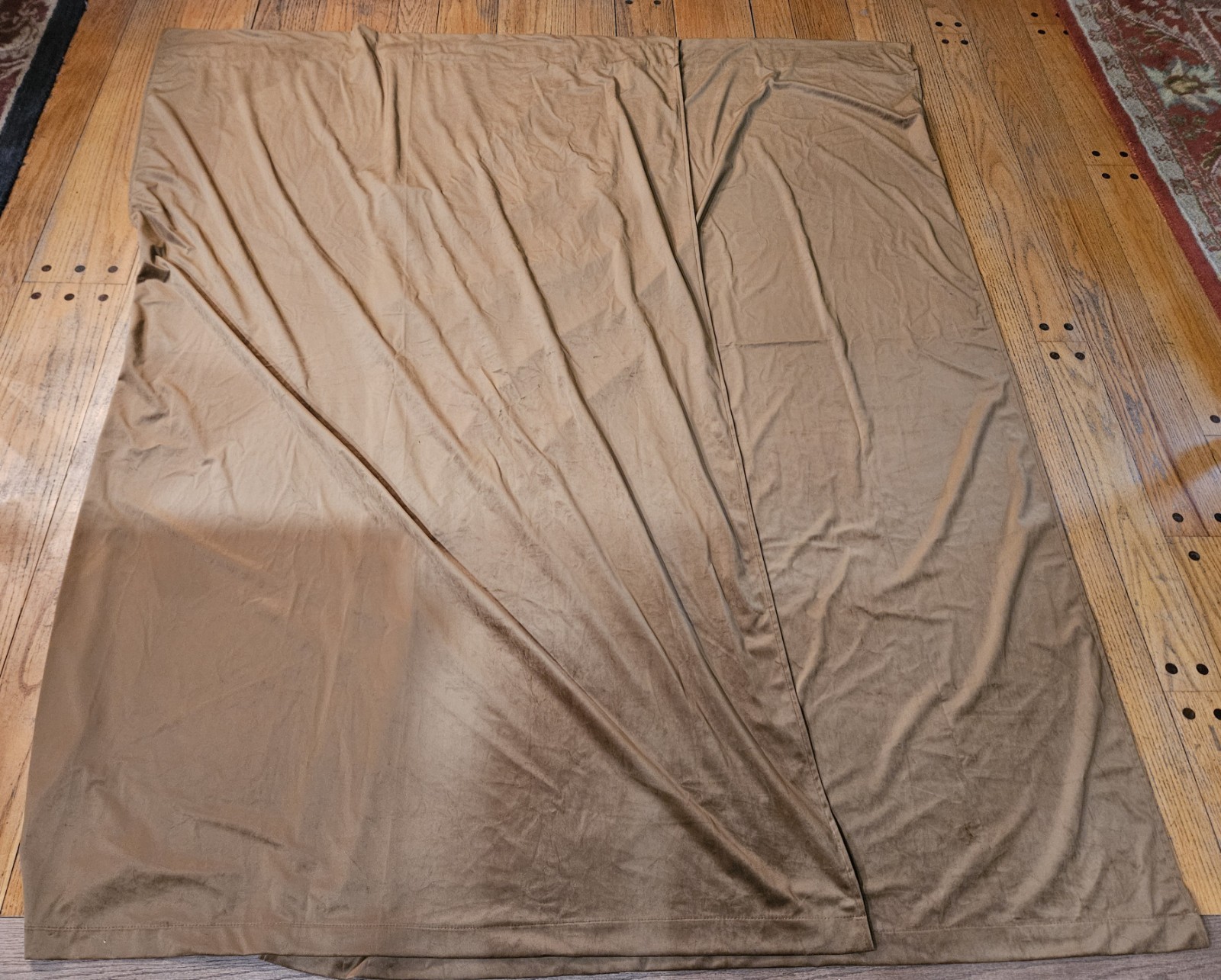 Pair of Warm Brown Rod Top Pair of Velvet Curtain Panels 50.5″x83.5″ Germany