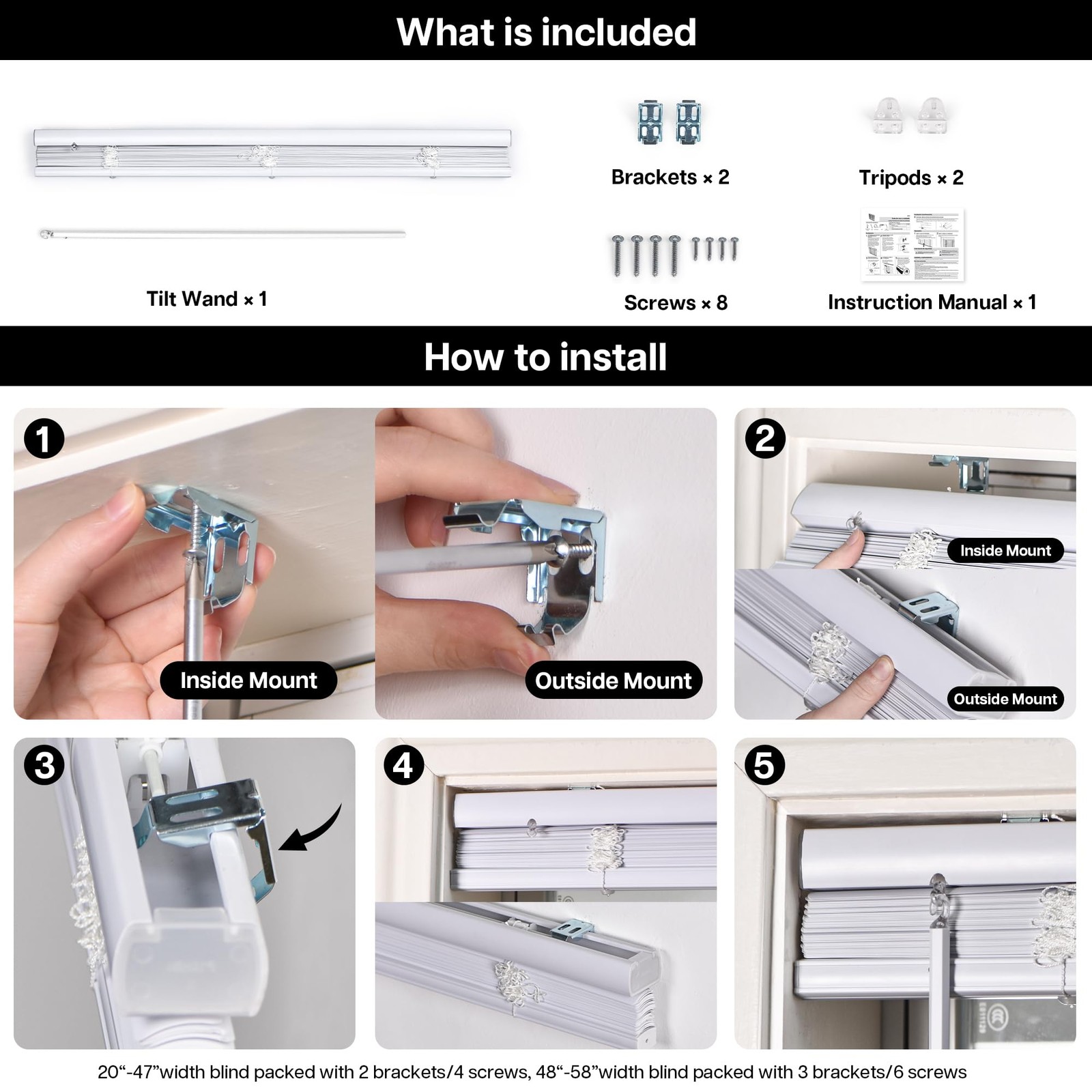 LazBlinds Cordless White 1″ Room Darkening Vinyl Mini Blinds, 20″ W x 36″ H H…