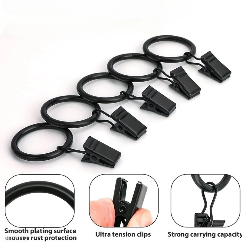 10-50Pcs Metal Curtain Rod Clip Drapery Rings Hooks Retro Bathroom Decorative Ha