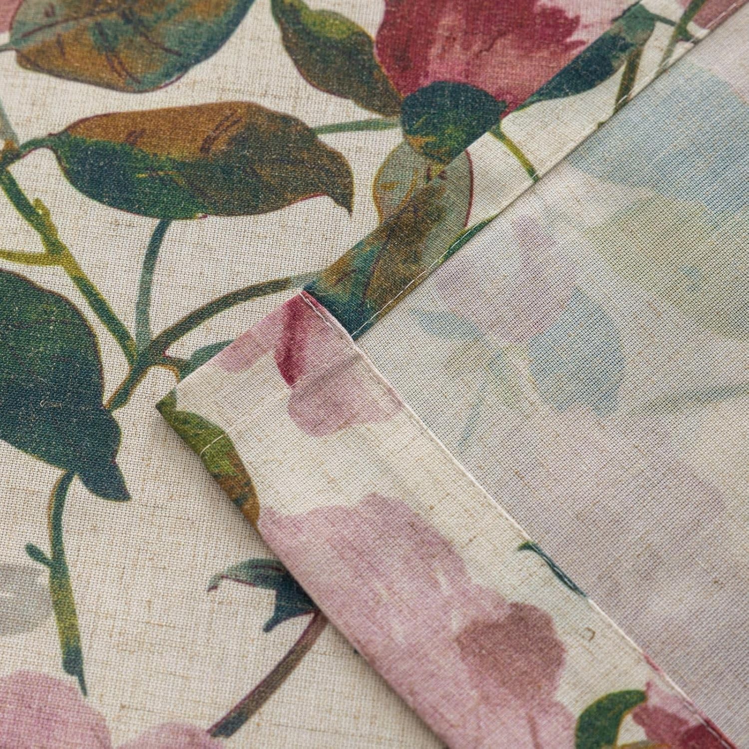 Floral linen curtains, dimensions: 50 inches wide x 63 inches long