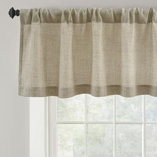 Linen Textured Curtain Valances for Solid 52″W x 18″L (Pack of 1) *Khaki