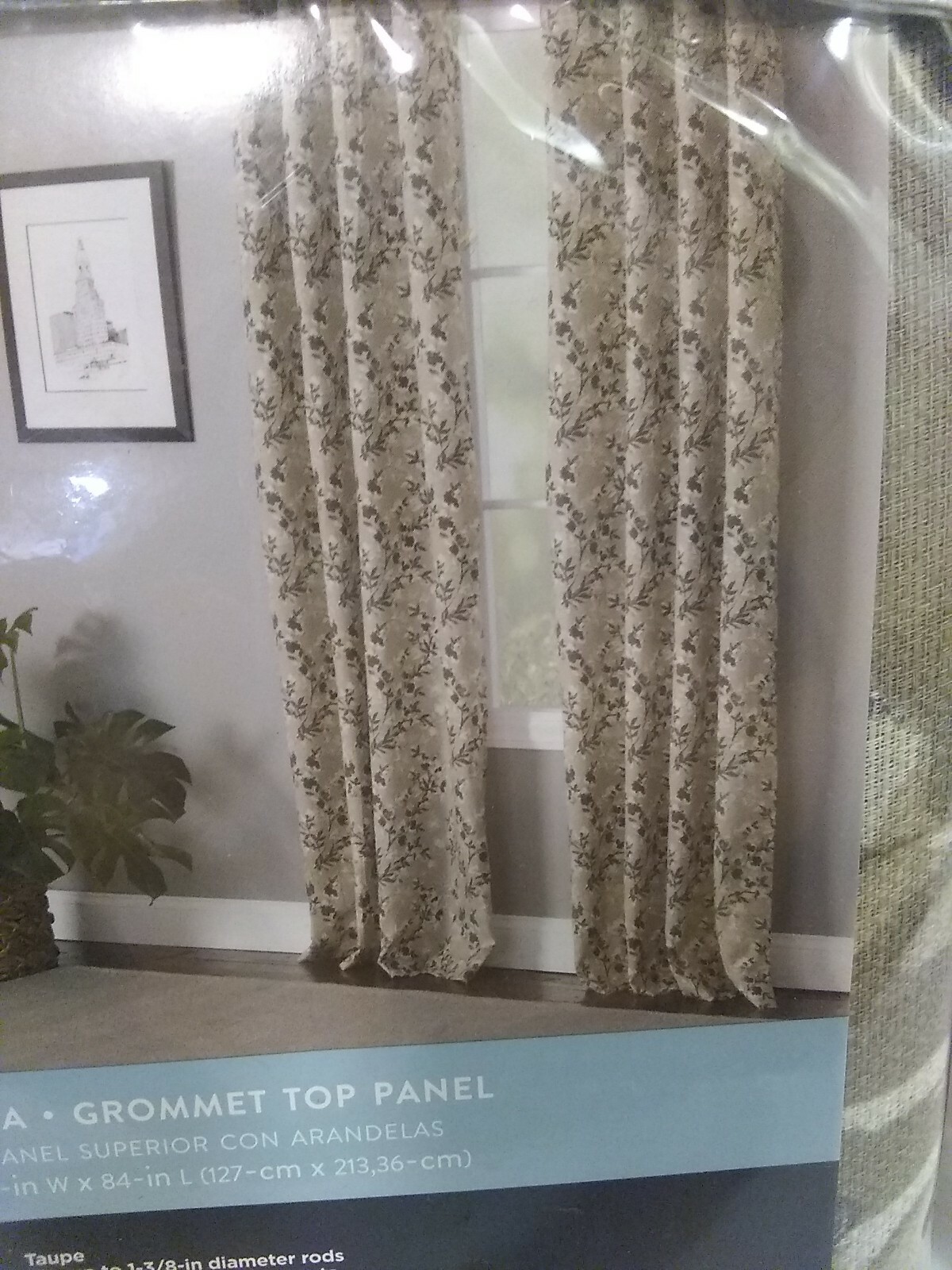 Living Logic Vera Brushed Nickel Grommet Top Panel Taupe 50in W x 84in L- 2 Pack