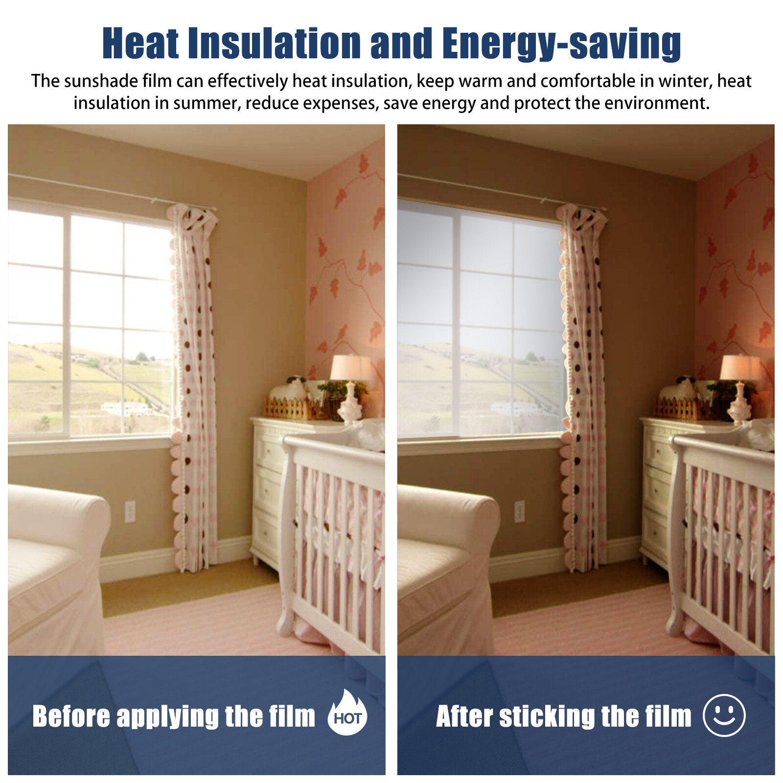One-Way Mirror Window Film Privacy Tint Sun UV Reflective Heat Control Home Use