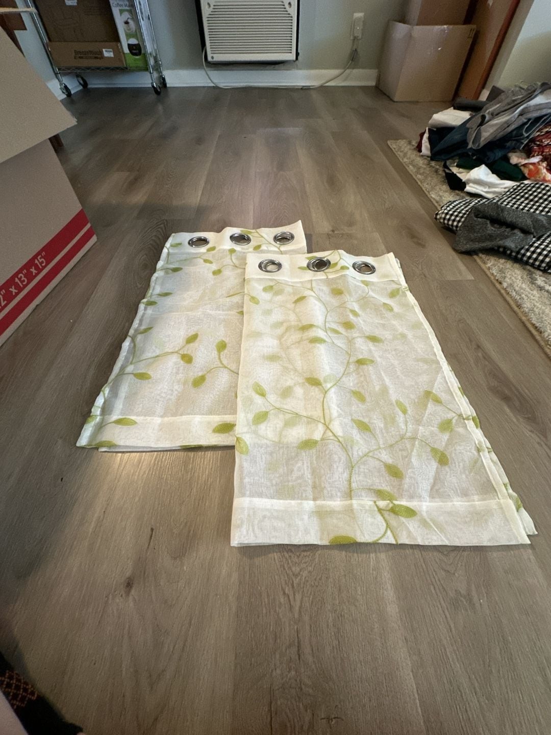 CUTEWIND Sheer Grommet Curtains Green Leaf Pattern Set of 2