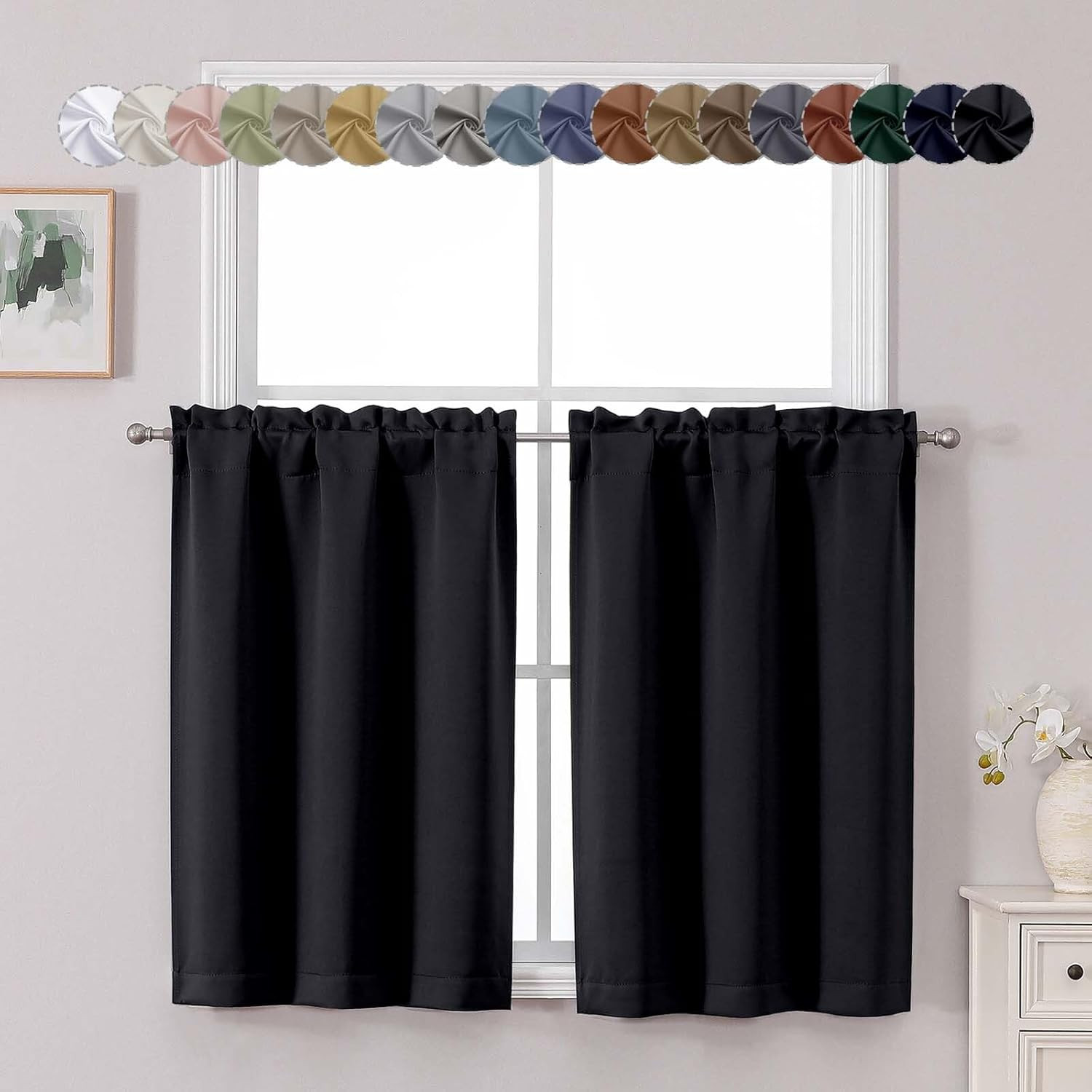 Chyhomenyc Short Black Out Curtains 36 Inch Length, Small Blackout Curtain Tier