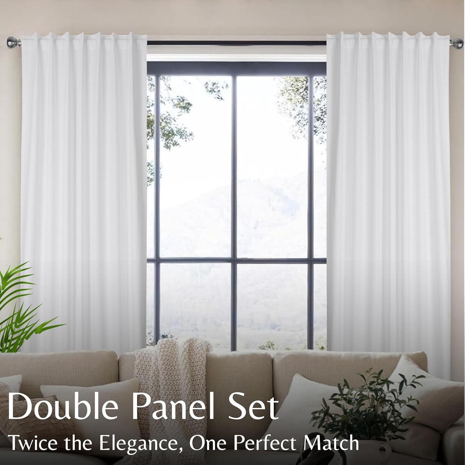 Cotton Light Filtering Curtains 50×96 Inch – Set of 2, Farmhouse Cotton Textured