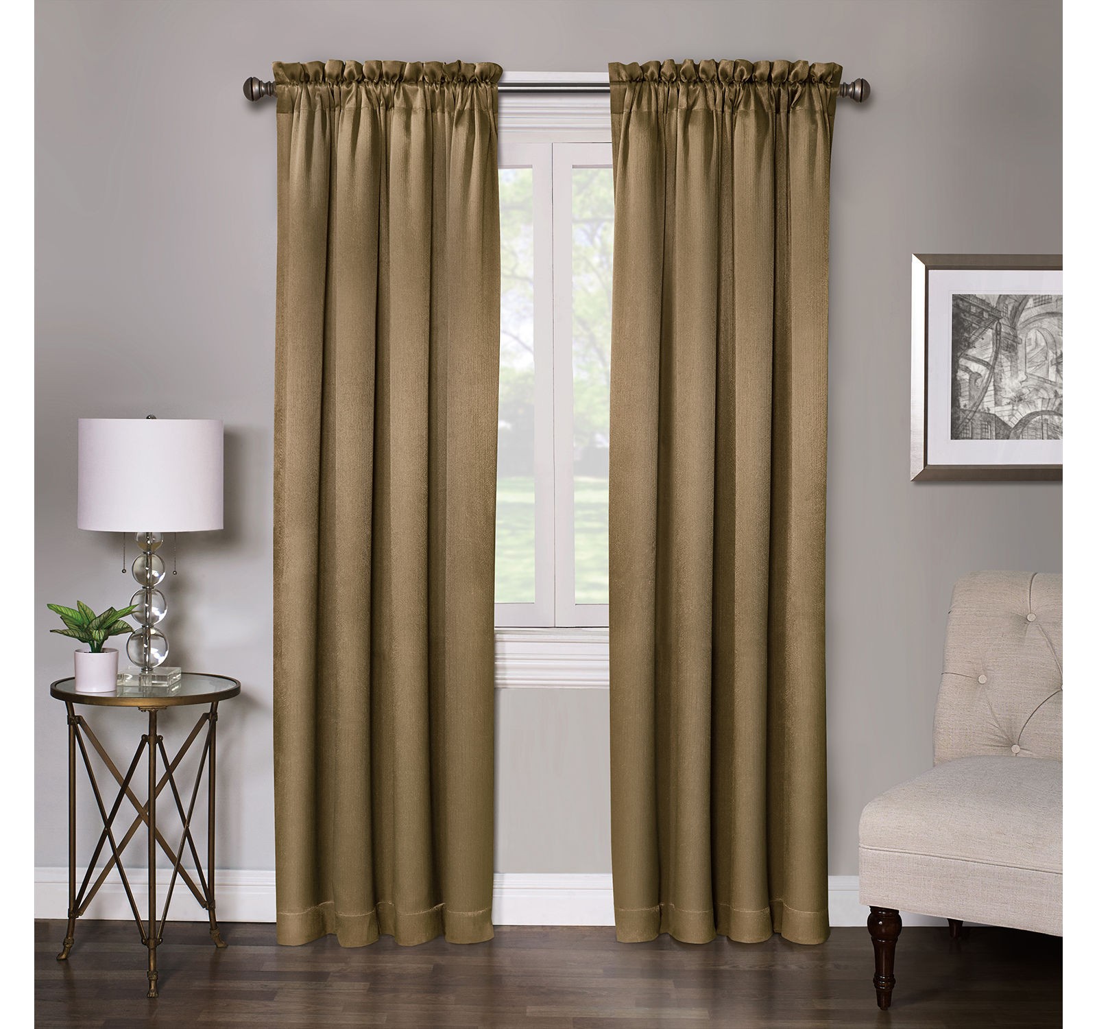 regal Home Rod Pocket Light-Filtering Single Curtain Panel Gold Yellow 50×95