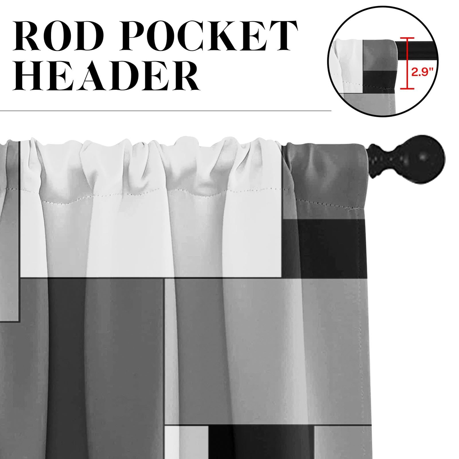 Black White Gray Kitchen Window Curtains Valance and Tier Set 36 Inch, Dark G…