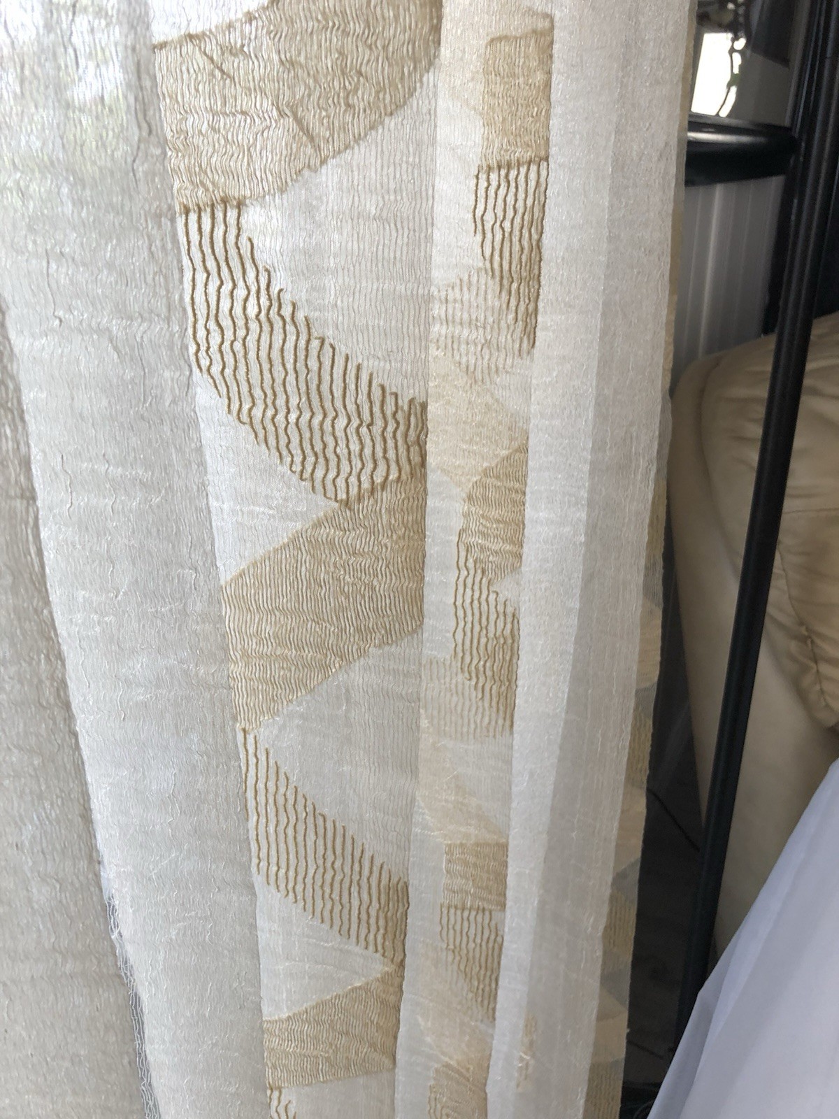 Custom Made Sheer Pinch Pleat Organza Panels (2) 108″ x 55 » Ivory Gold