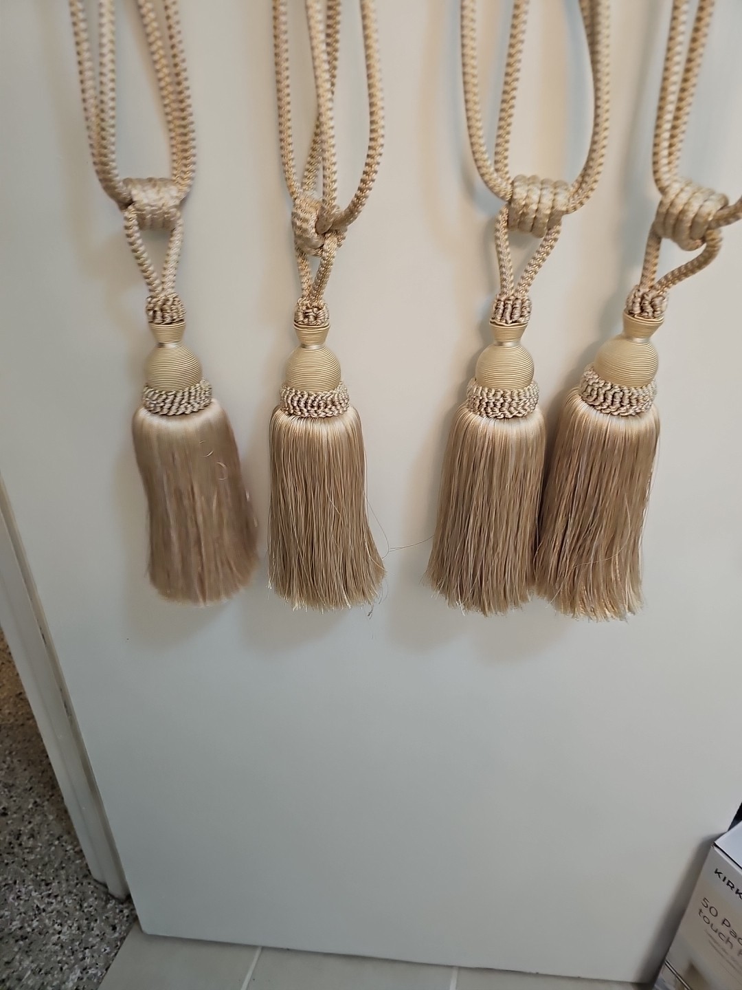 Large Elegant Window Tassell Tiebacks. Set of 4. Champagne color. Adjustable.