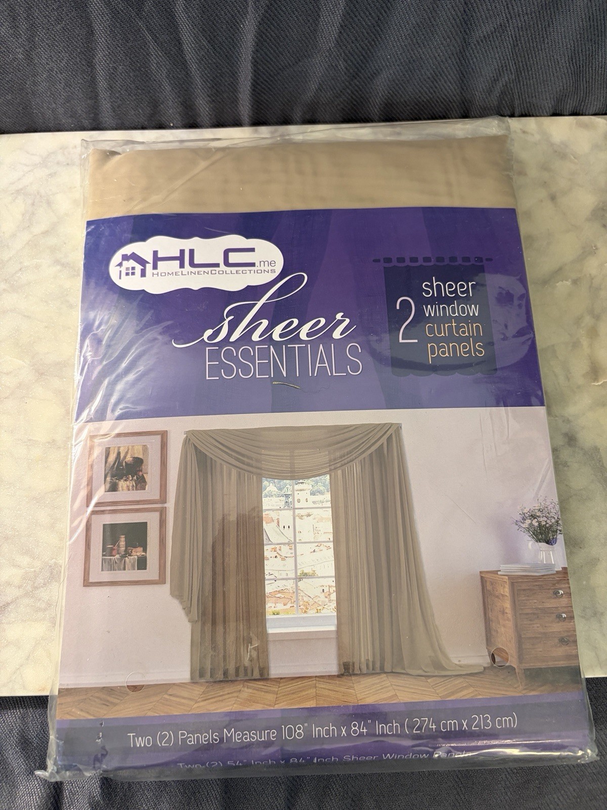 Sheer Beige Window Curtain Panels 108×84 HLC.me Essentials 2 Packs