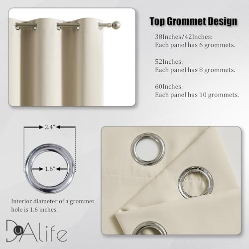 Cream Beige Curtains 108 Inch Length 60″W x 108″L (Pack of 2) Buttercream