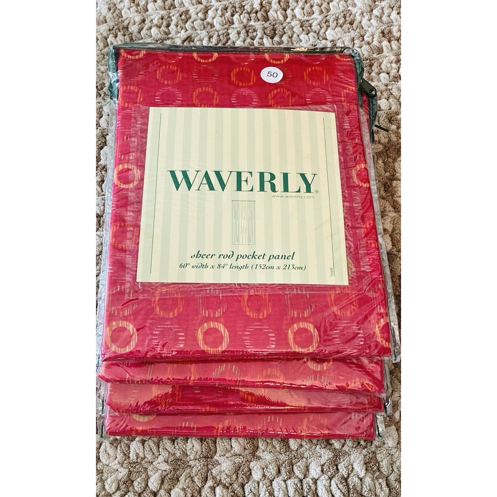 4 Waverly Columbus Circle Popsicle Rod Pocket Drapery Panel 100% Poly 60”X84”