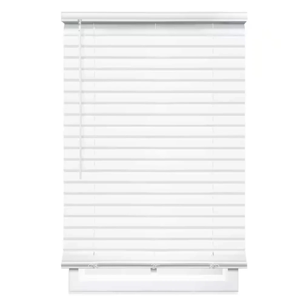 White Cordless Room Darkening Vinyl Blinds with 2 In. Slats – 55 In. W X 64 In.