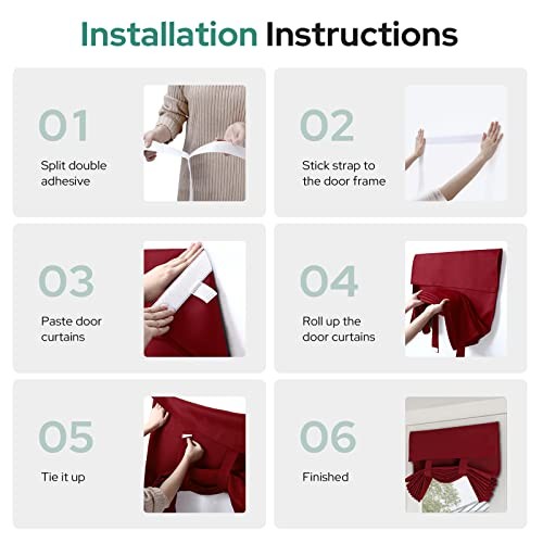 HOMEIDEAS Burgundy Blackout Door Curtains Red Privacy French Door Curtains, 26 X