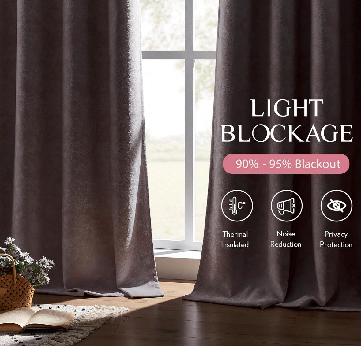 ONE PANEL ONLY 100×84 Pink Jacquard Blackout Curtain Panel