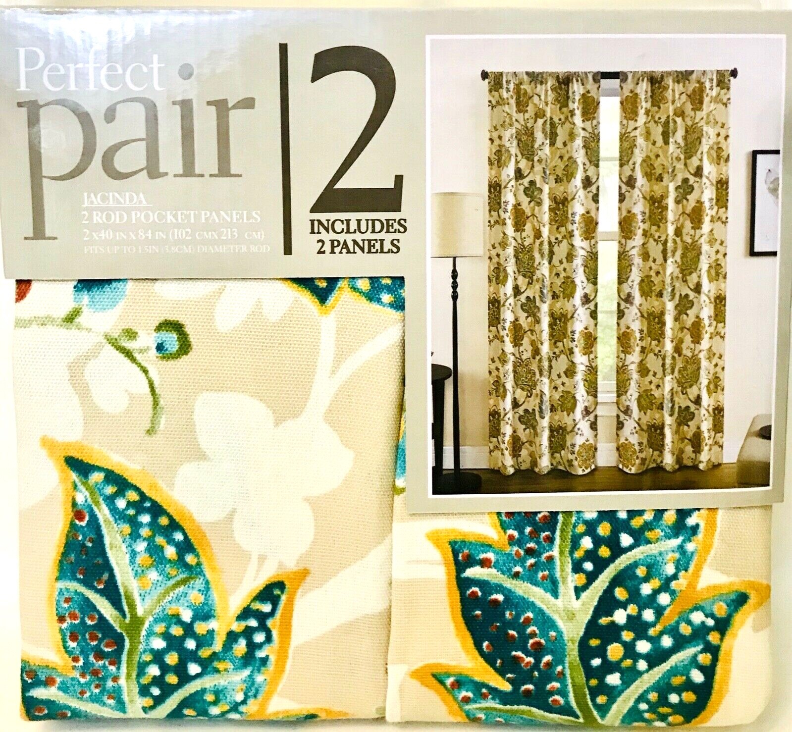Richloom Home Fashions Perfect Pair Jacinda 40″ X 84″ 2 Count Rod Pocket Panels