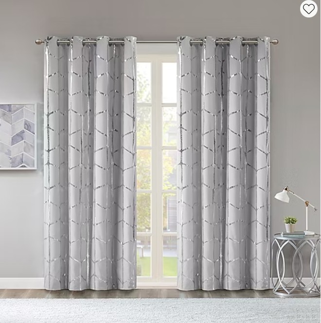 Intelligent Design Khloe Metallic Geometric Printed Grommet Gray 50in W x 84in L