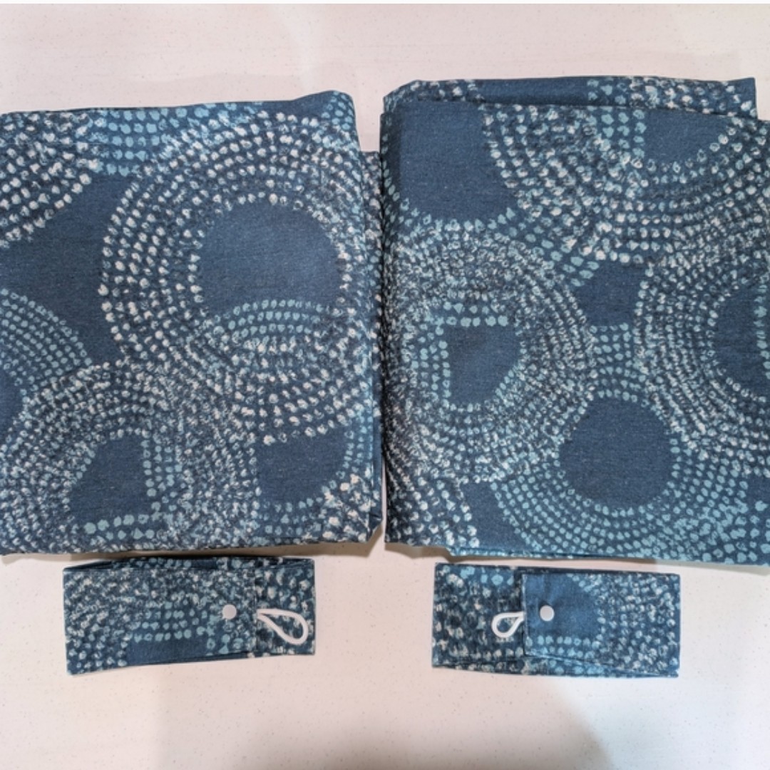 Teal Blue Patterned Curtains – 96″ L X 52″ W – Boho Circles Style – Grommet