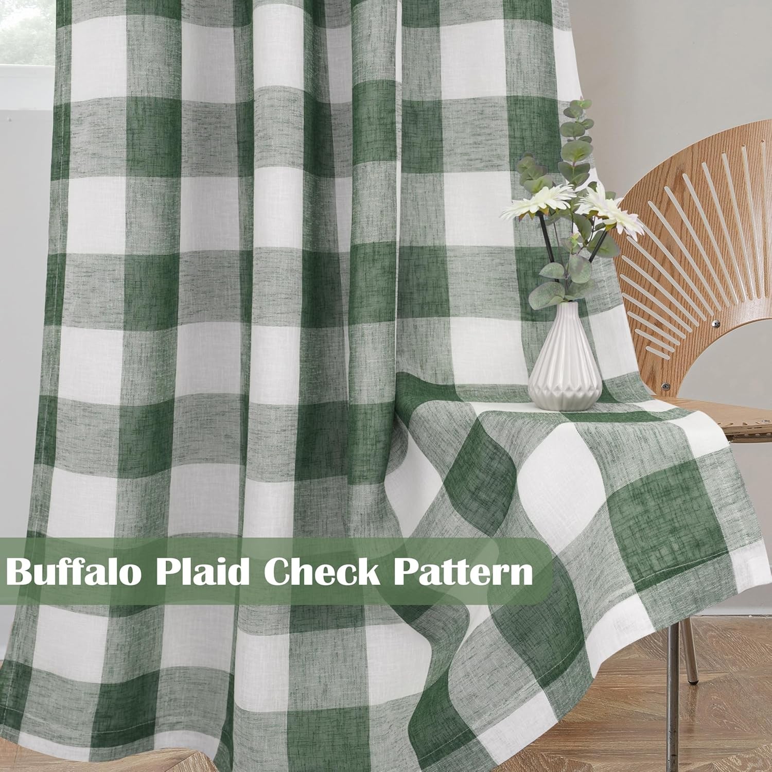Buffalo Plaid Blackout Curtains 52×84 Loden Green – Set of 2