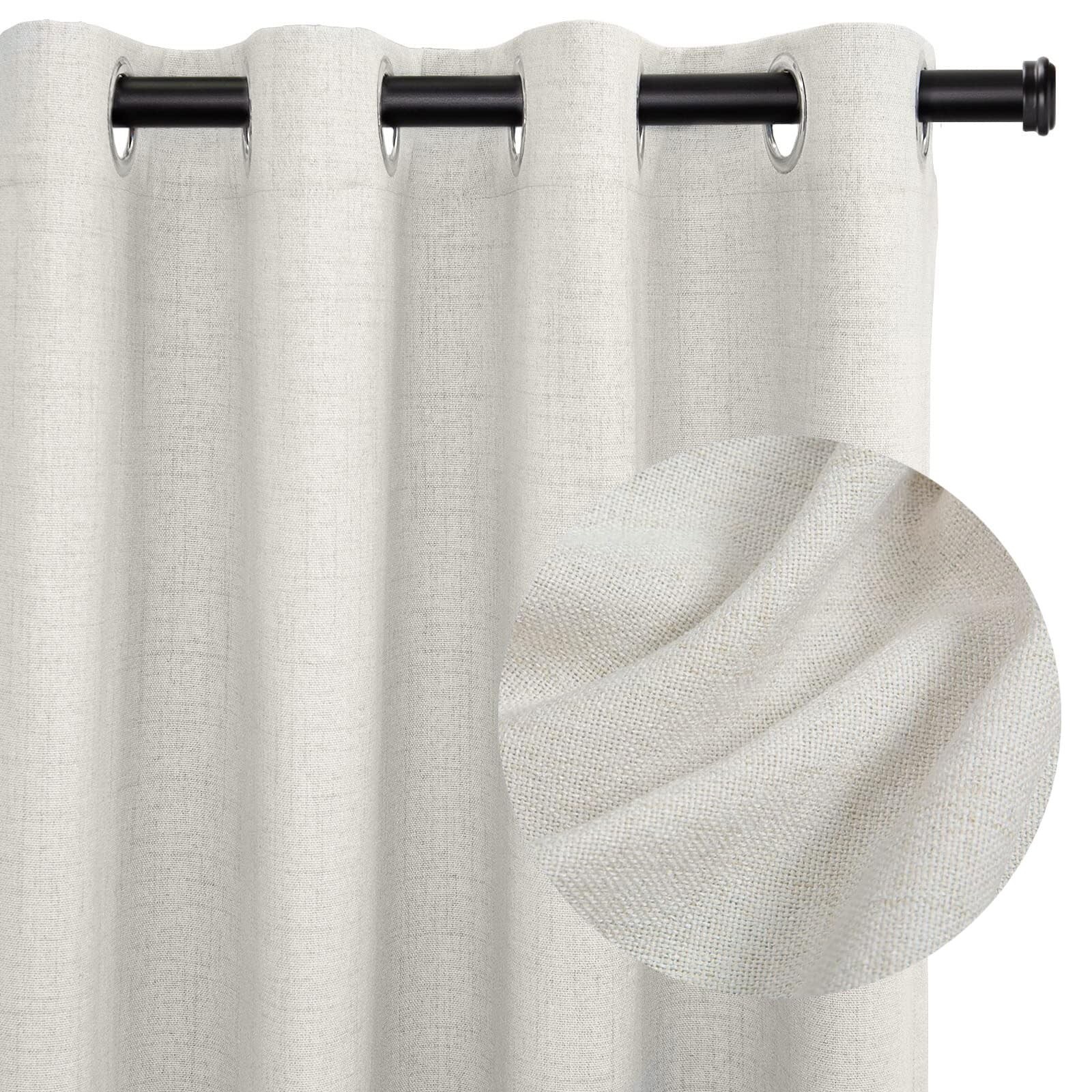 100% Blackout Shield Total Blackout Curtains Faux Linen Textured Siding Door …