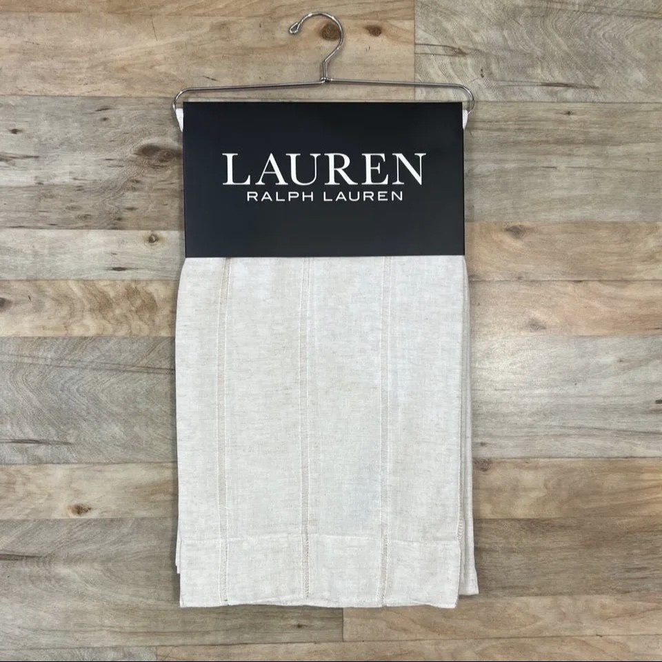 Ralph Lauren 54 x 96 Hamilton Linen Beige Sheer Curtains Striped Stripes Woven
