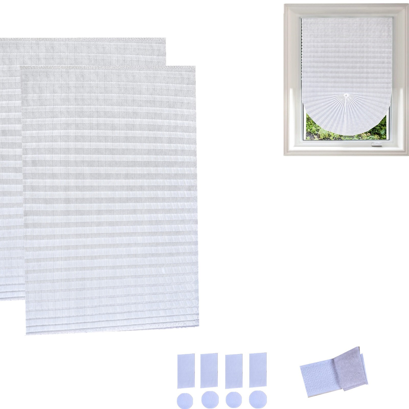 2pcs Ripple Shape 50% Light Filtering Shade Pleated Window Shade Free to Cut