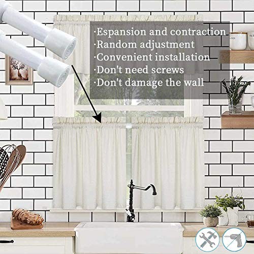 2 Pack Curtain Rod Adjustable 28-43 Inches，5/8″ Diameter， White，Small Short