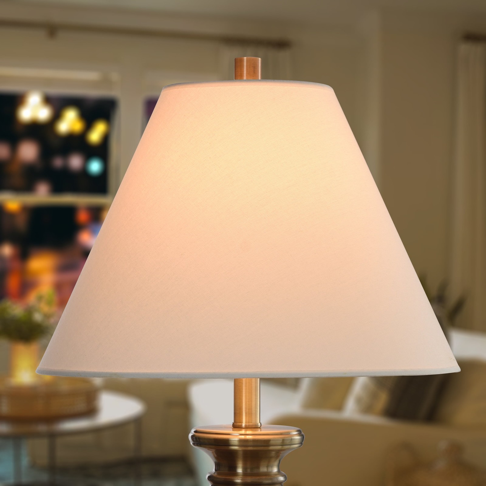 Linen Tapered Round Shade, Beige, 15″L x 15″W x 11″H