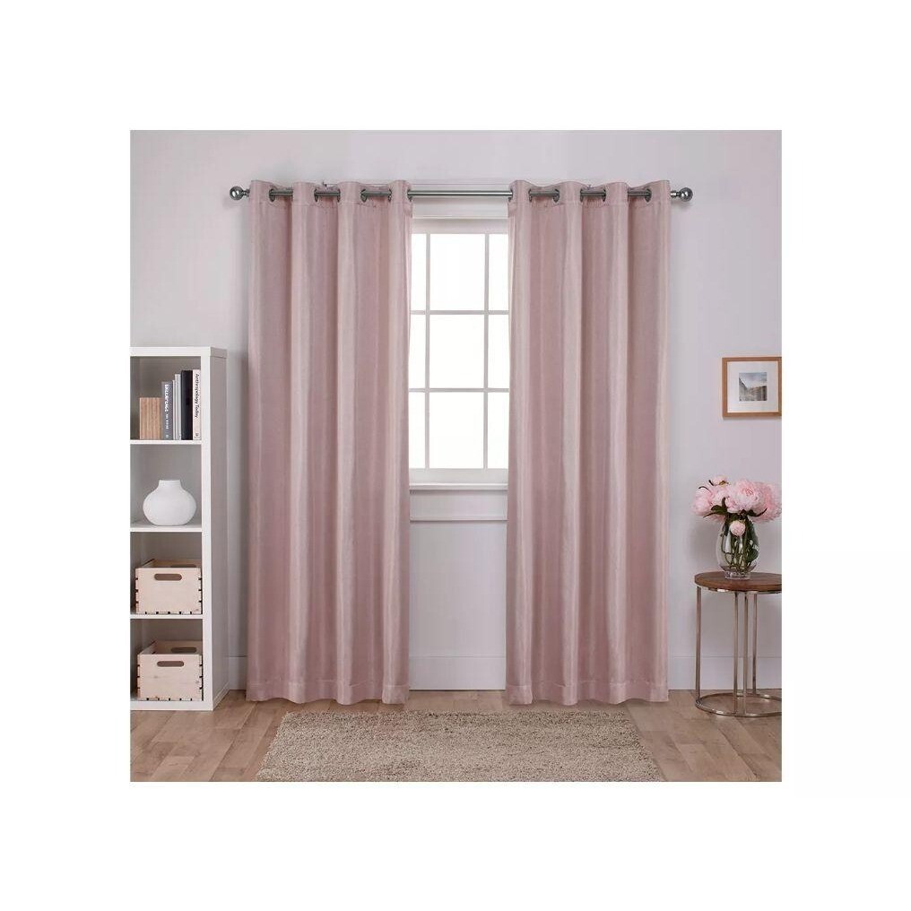 Curtain panels pink grommet top 84″L x 104″W (52″W each) light filtering pair