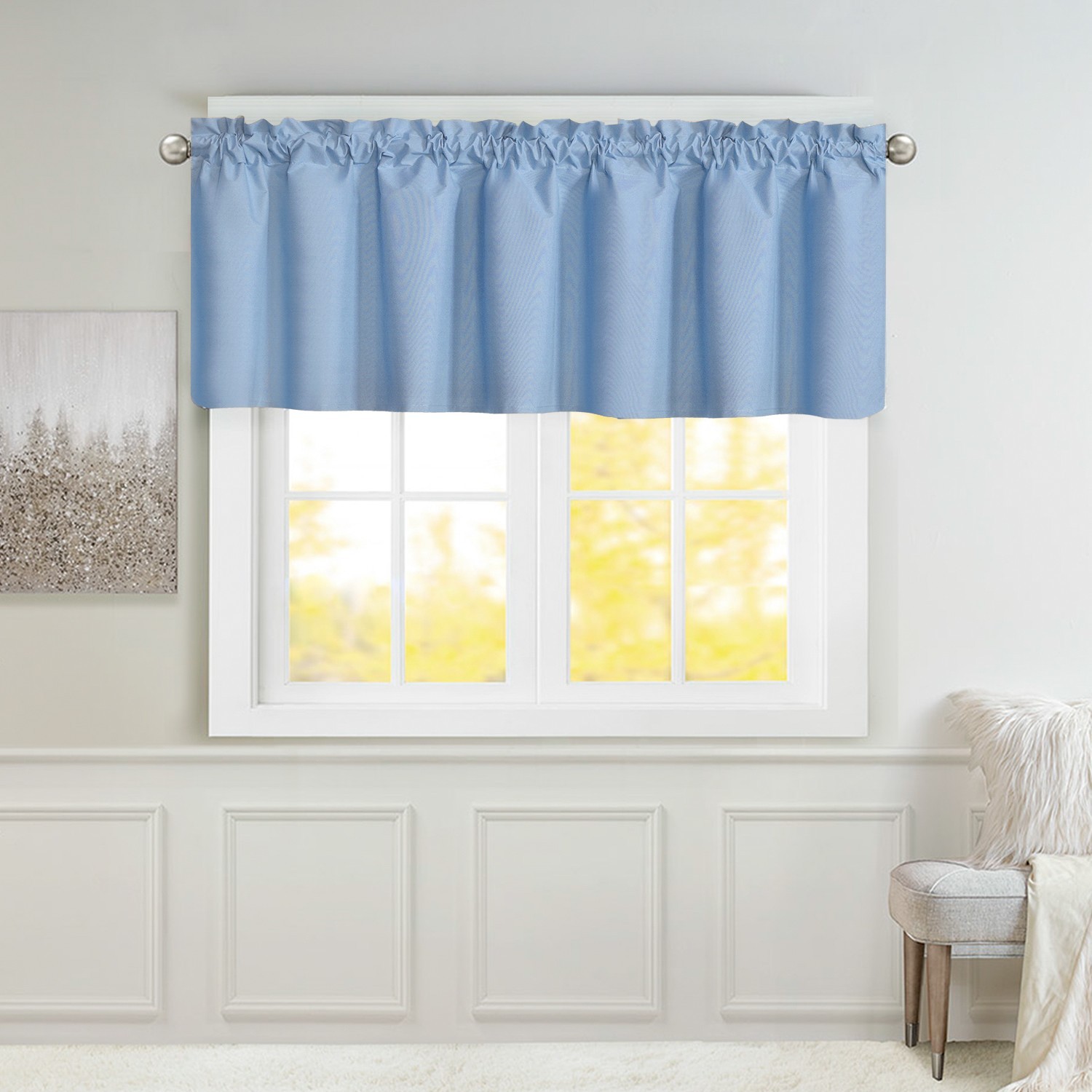 Blackout Window Valance Rod Pocket Curtains, Window Treatment 2 Panels, 39x20in